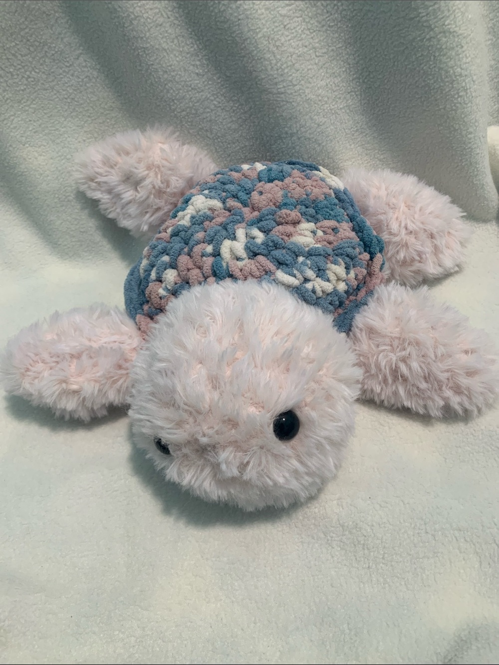 Pink, Blue and White Handmade Sea Turtle